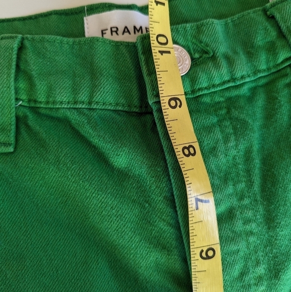 FRAME Le Slouch Mid-rise Straight Leg 5 Pocket Brushed Cotton Jeans, Apple Green - Picture 10 of 12
